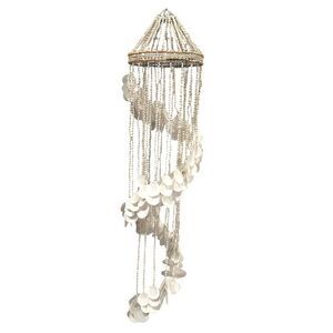 Vintage 70’s Seashell Hanging Mobile Gorgeous White Shells Boho Cottage Core XL